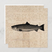 Antiek Gevist Kunstforel Vis Illustratiescript Feestdagenkaart (Voorkant / Achterkant)