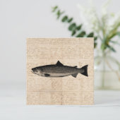 Antiek Gevist Kunstforel Vis Illustratiescript Feestdagenkaart (Staand voorkant)