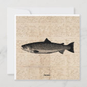 Antiek Gevist Kunstforel Vis Illustratiescript Feestdagenkaart (Achterkant)