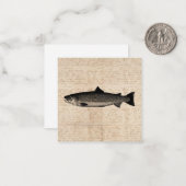 Antiek Gevist Kunstforel Vis Illustratiescript Notitiekaartje (Voorkant / Achterkant in situ)