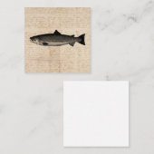 Antiek Gevist Kunstforel Vis Illustratiescript Notitiekaartje (Voorkant / Achterkant)