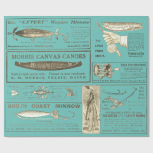 Antiek Gevist vissersvaartuig Circa 1909 Lures Wr Cadeaupapier