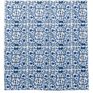 Antiek gevoel mooi patroon blauw en wit douchegordijn