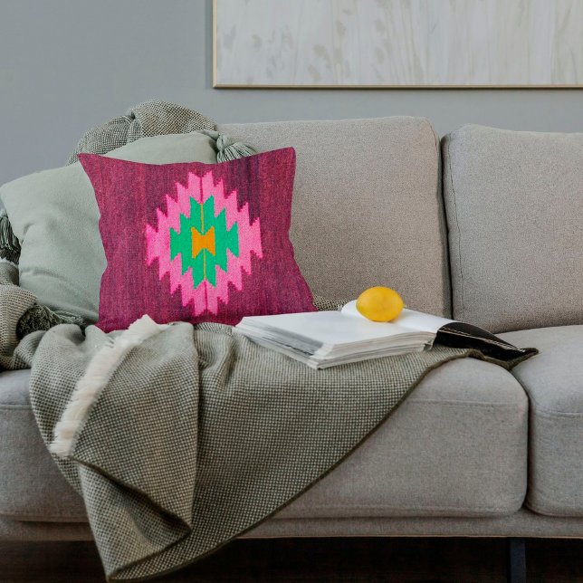 Antiek Geweven Wijnbes  Turks Kilim Tapijt Kussen (Creator heeft geüpload)