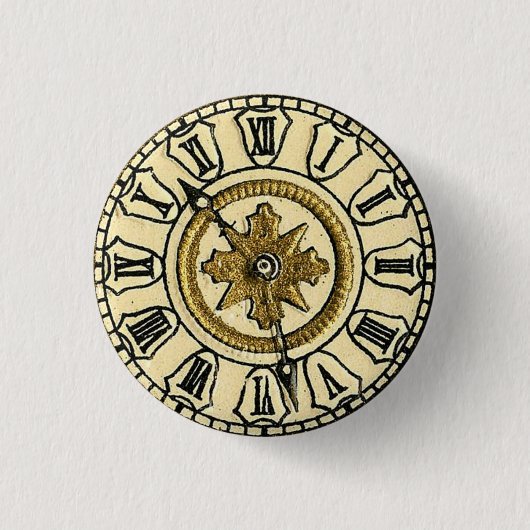 Antiek Gilt Clock Face Steampunk Ronde Button 3,2 Cm (Voorkant)