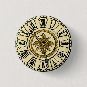 Antiek Gilt Clock Face Steampunk Ronde Button 3,2 Cm