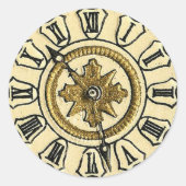 Antiek Gilt Clock Face Steampunk Ronde Sticker (Voorkant)