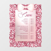 Antiek Glitter Frame Roze Strik Diensten Menu Raamsticker (Vel)