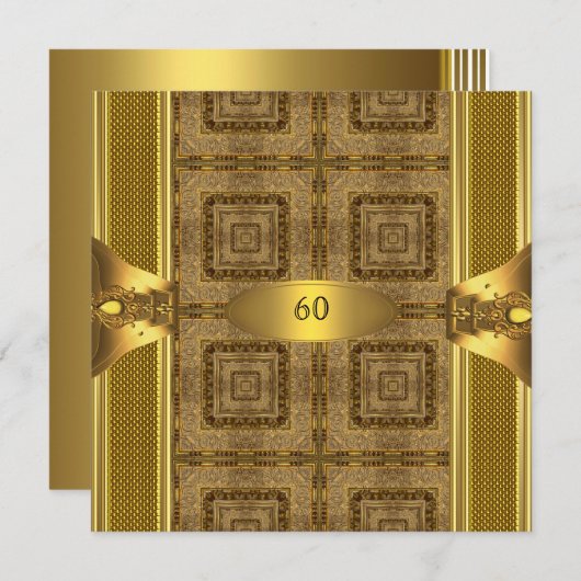 Antiek Gold Book 3 Mannen 60e Man op geboortedag Kaart (Voorkant / Achterkant)