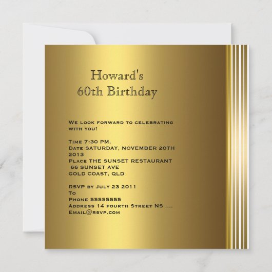 Antiek Gold Book 3 Mannen 60e Man op geboortedag Kaart (Achterkant)