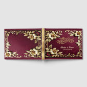 Antiek Gold Bourgogne Red Classic Wedding Gastenboek (Volledig)