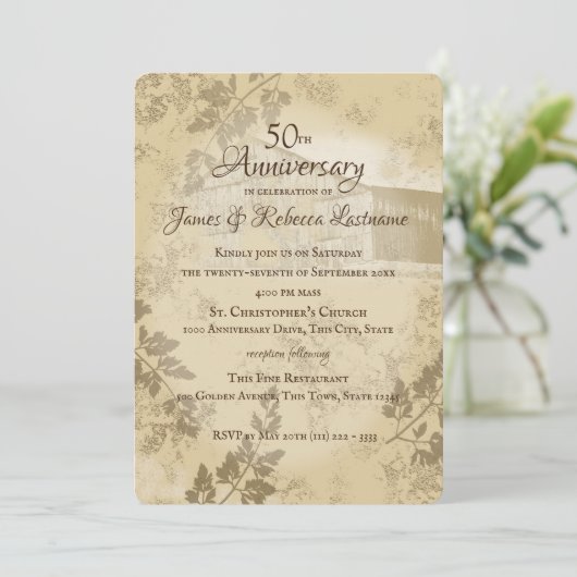 Antiek Gold Country Barn 50ste bruiloft Jubileum Kaart (Staand voorkant)