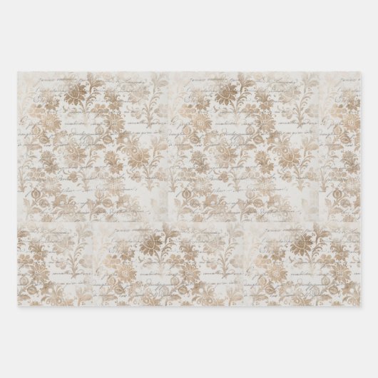 Antiek Gold Damascript Inpakpapier Vel (Voorkant)