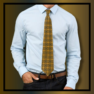  Antiek  Gold Damask Patroon Stropdas