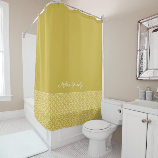 Antiek Gold Damask Pattern Bath Showgordijn Douchegordijn (In situ)