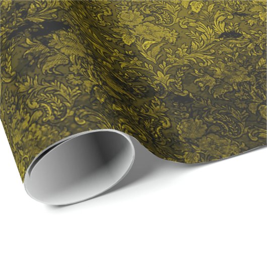 Antiek Gold Distressed Gothic Damask Wrapping Pape Cadeaupapier (Rol Hoek)