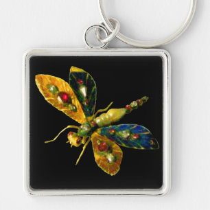 ANTIEK GOLD DRAGONFLY JEWEL MET GEMSTONES Black Sleutelhanger