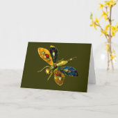 ANTIEK GOLD DRAGONFLY JEWEL MET GEMSTONES KAART (Gele Bloem)