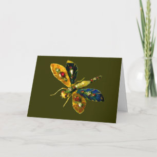 ANTIEK GOLD DRAGONFLY JEWEL MET GEMSTONES KAART