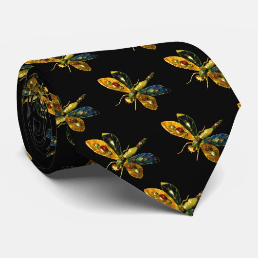 ANTIEK GOLD DRAGONFLY JEWEL MET GEMSTONES STROPDAS (Opgerold)