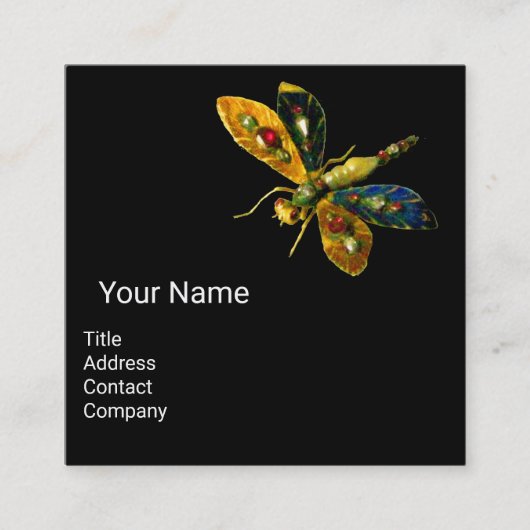 ANTIEK GOLD DRAGONFLY JEWEL Monogram, zwart Vierkante Visitekaartje (Voorkant)