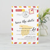 Antiek Gold en Red Spain Airmail Save the Date (Staand voorkant)