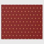 Antiek Gold Fleur-de-Lis Donkerrood Cadeaupapier (Vlak)