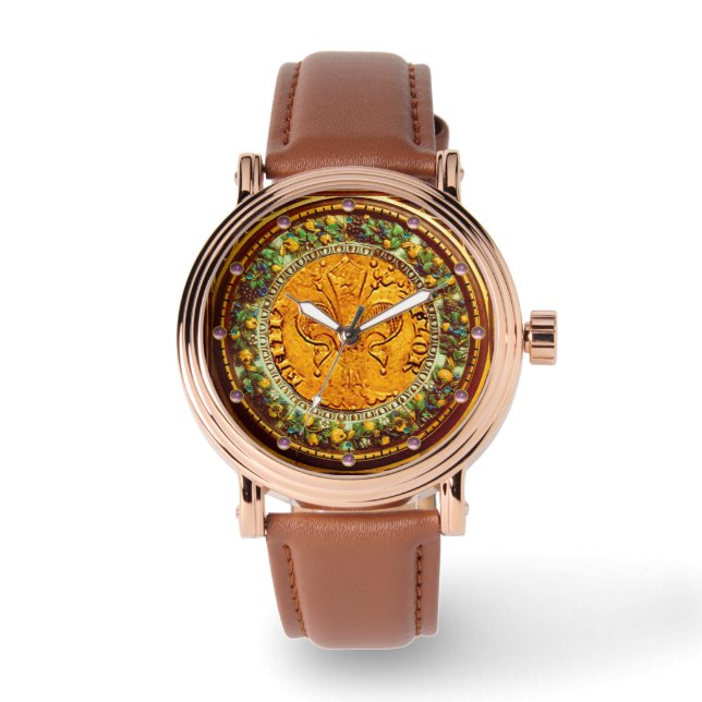 ANTIEK GOLD FLORENTINE FORINT HORLOGE (Voorkant)