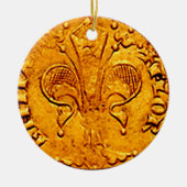 ANTIEK GOLD FLORENTINE FORINT KERAMISCH ORNAMENT (Voorkant)