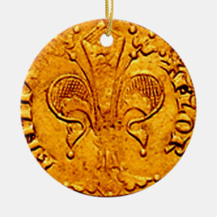 ANTIEK GOLD FLORENTINE FORINT KERAMISCH ORNAMENT