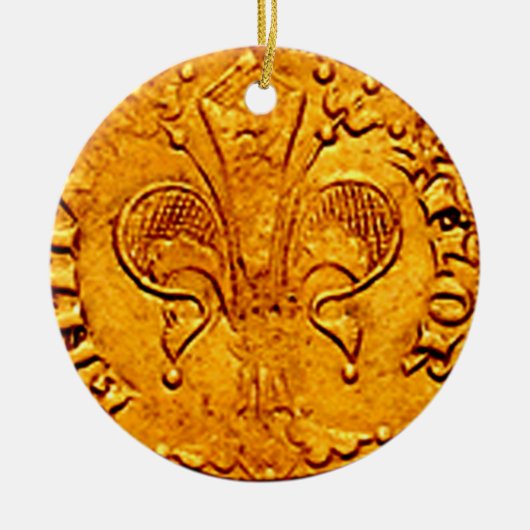 ANTIEK GOLD FLORENTINE FORINT KERAMISCH ORNAMENT (Voorkant)