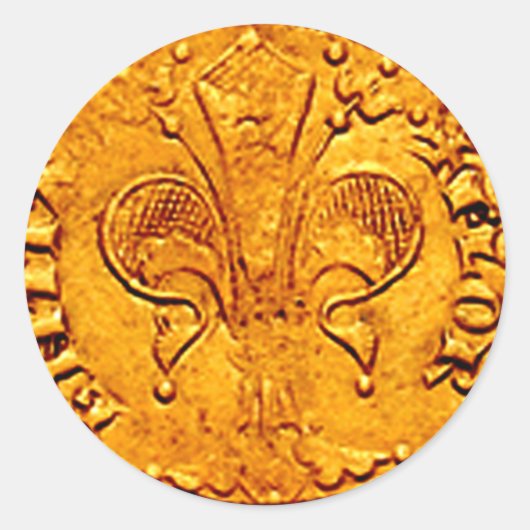 ANTIEK GOLD FLORENTINE FORINT RONDE STICKER (Voorkant)