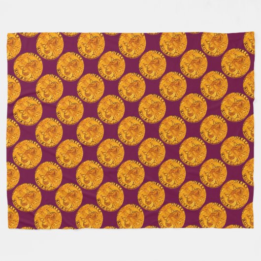 ANTIEK GOLD FLORENTINE FORINT TYRIAN PAARS FLEECE DEKEN (Voorkant (Horizontaal))