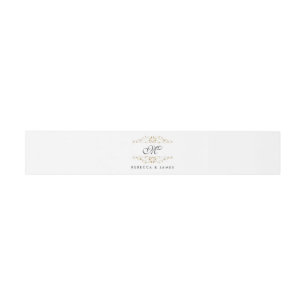 Antiek Gold Flourish Monogram Belly Band Uitnodigingen Wikkel