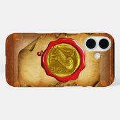 ANTIEK GOLD GEEL RODE WAX SEAL parchment Case-Mate iPhone Case (Achterkant (horizontaal))