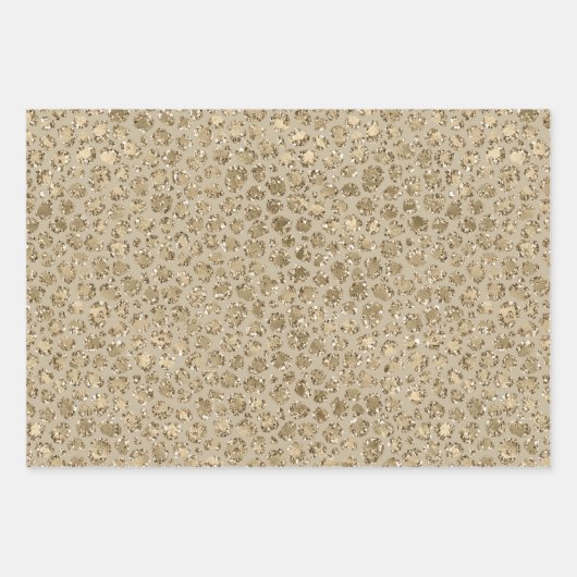 Antiek Gold Glitter Cream Leopard Print    Inpakpapier Vel (Voorkant)