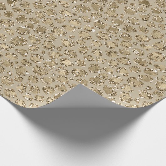 Antiek Gold Glitter-leopardprinter Cadeaupapier (Hoek)