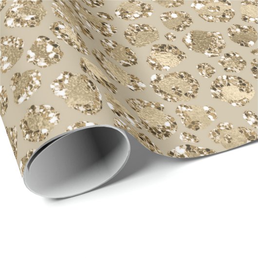 Antiek Gold Glitter-leopardprinter Cadeaupapier (Rol Hoek)