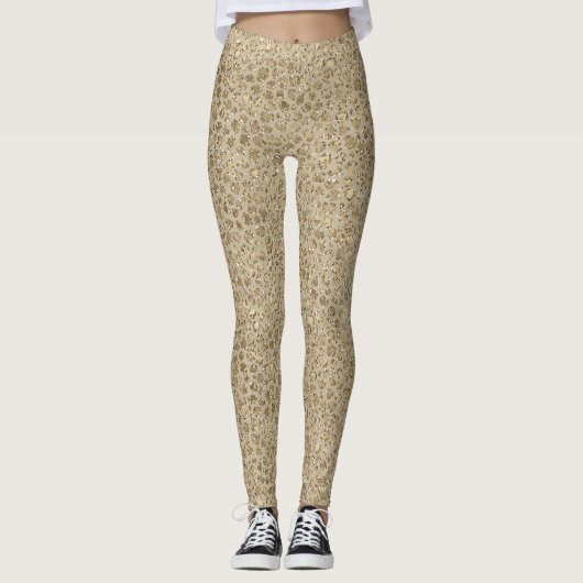 Antiek Gold Glitter-leopardprinter Leggings (Voorkant)