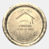 Antiek Gold Graduation Cap Gold Wax Seal Ronde Sticker (Voorkant)