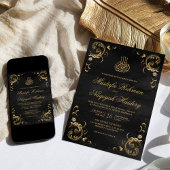Antiek Gold Lijst Black Islamic Wedding Kaart