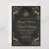 Antiek Gold Lijst Black Islamic Wedding Kaart (Voorkant)