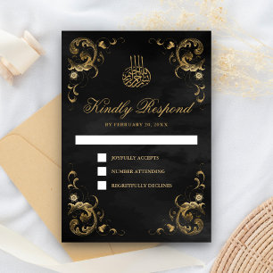 Antiek Gold Lijst Black Islamic Wedding RSVP Kaartje
