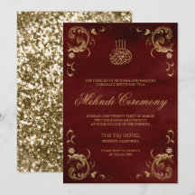 Antiek Gold Lijst Burgundy Red Islamic Mehndi