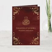 Antiek Gold Lijst Burgundy Red Islamic Weddenschap (Voorkant)