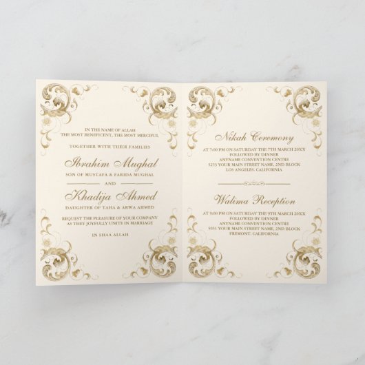 Antiek Gold Lijst Cream Ivory Islamic Wedding (Binnen)