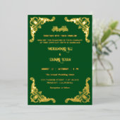 Antiek Gold Lijst Emerald Green Islamic Wedding Folie Uitnodiging (Staand Voorkant)