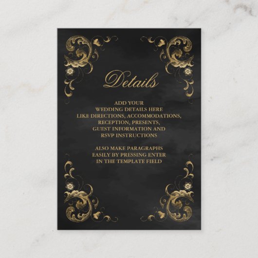 Antiek Gold Lijst - Zwarte gegevens Informatiekaartje (Voorkant)