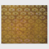 Antiek Gold Lotus Flower Pattern Cadeaupapier (Vlak)