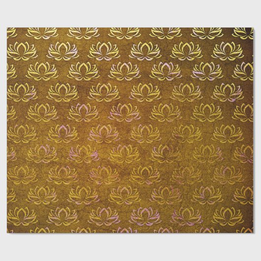 Antiek Gold Lotus Flower Pattern Cadeaupapier (Vlak)